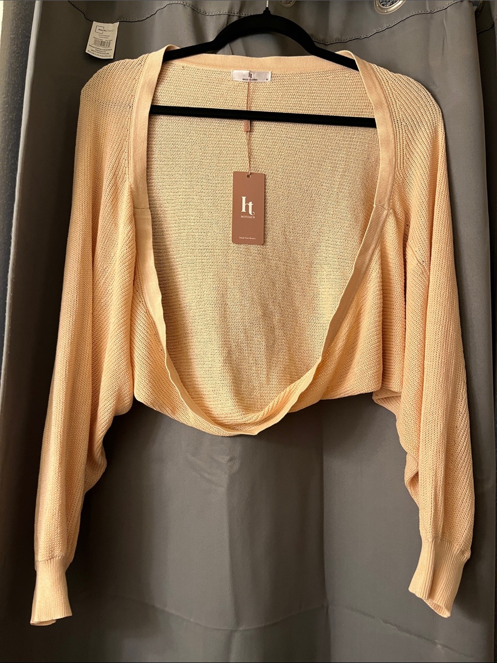 HQtouch Peach Cropped Open-Front Women's Cardigan